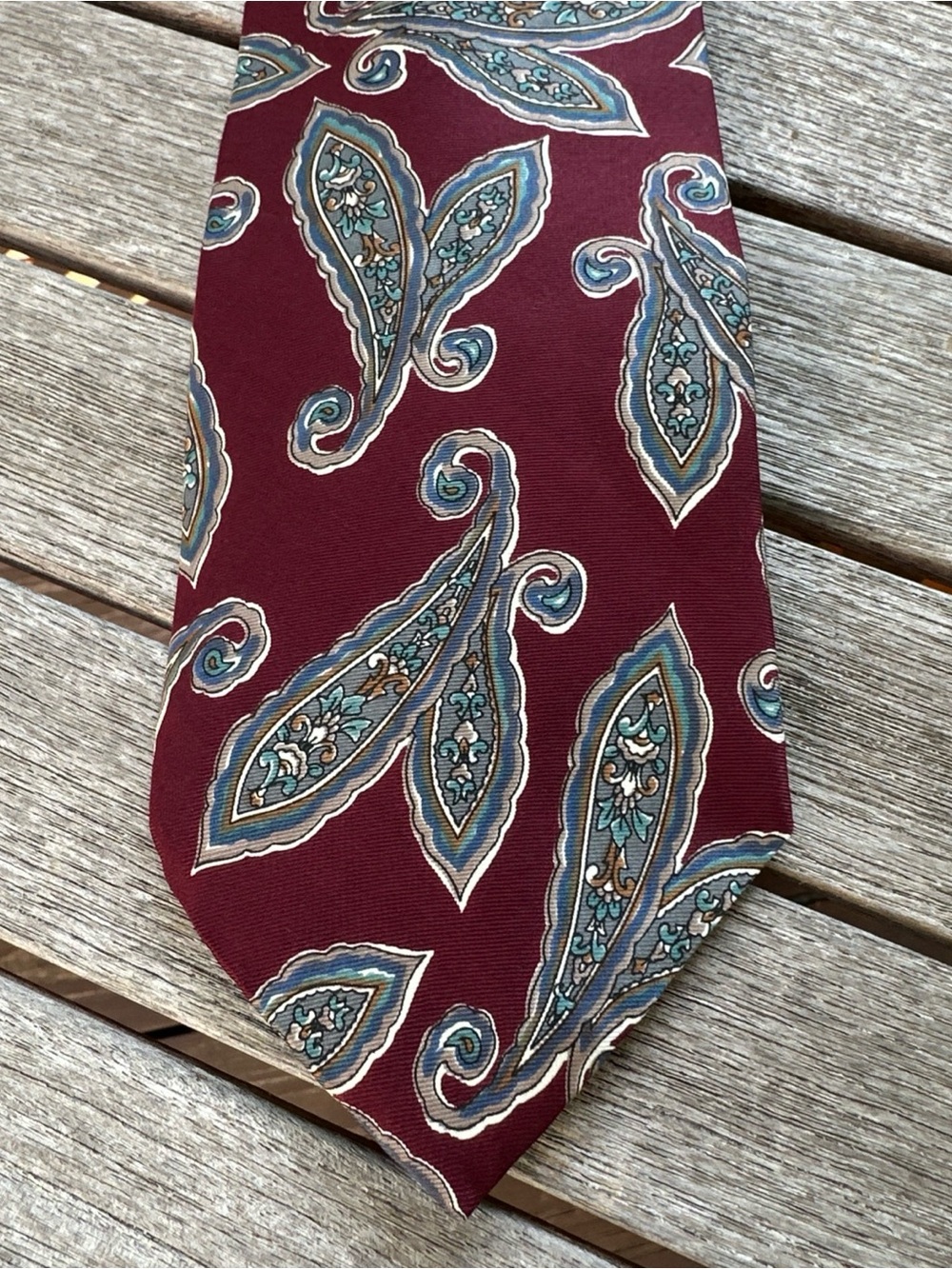 Oscar de la Renta Couture Collection Red Blue Silk Men's Neck Tie Career Preppy